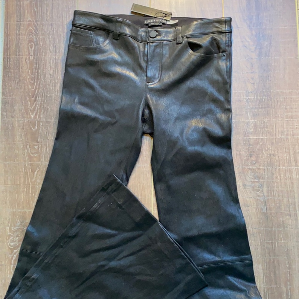 Alice + Olivia flare leather pants